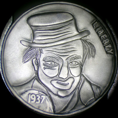 Hobo Nickel Engraved With Hooligan Harry, A Man With Clownlike Features