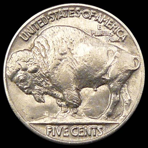 Buffalo Nickel - Other View Of Wolf (With Gold Eyes)