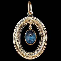 Blue Topaz And Gold Engraved Pendant