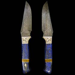 Lapis Lazuli Knife Engraved With Traditional Scroll