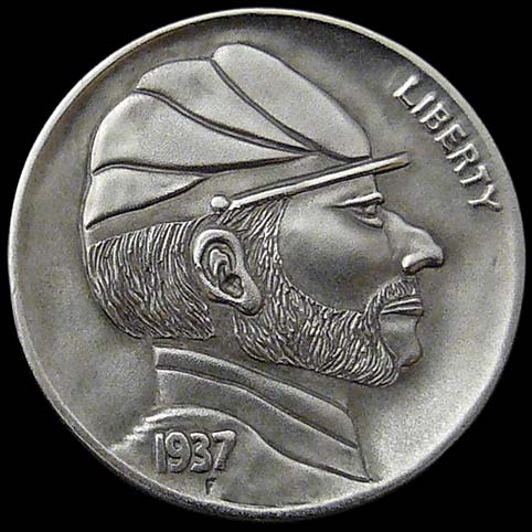 Hobo Nickel Engraved With A Bearded Union Soldier Wearing A Kepi Cap
