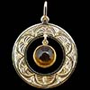 Citrine And Gold Engraved Circular Pendant